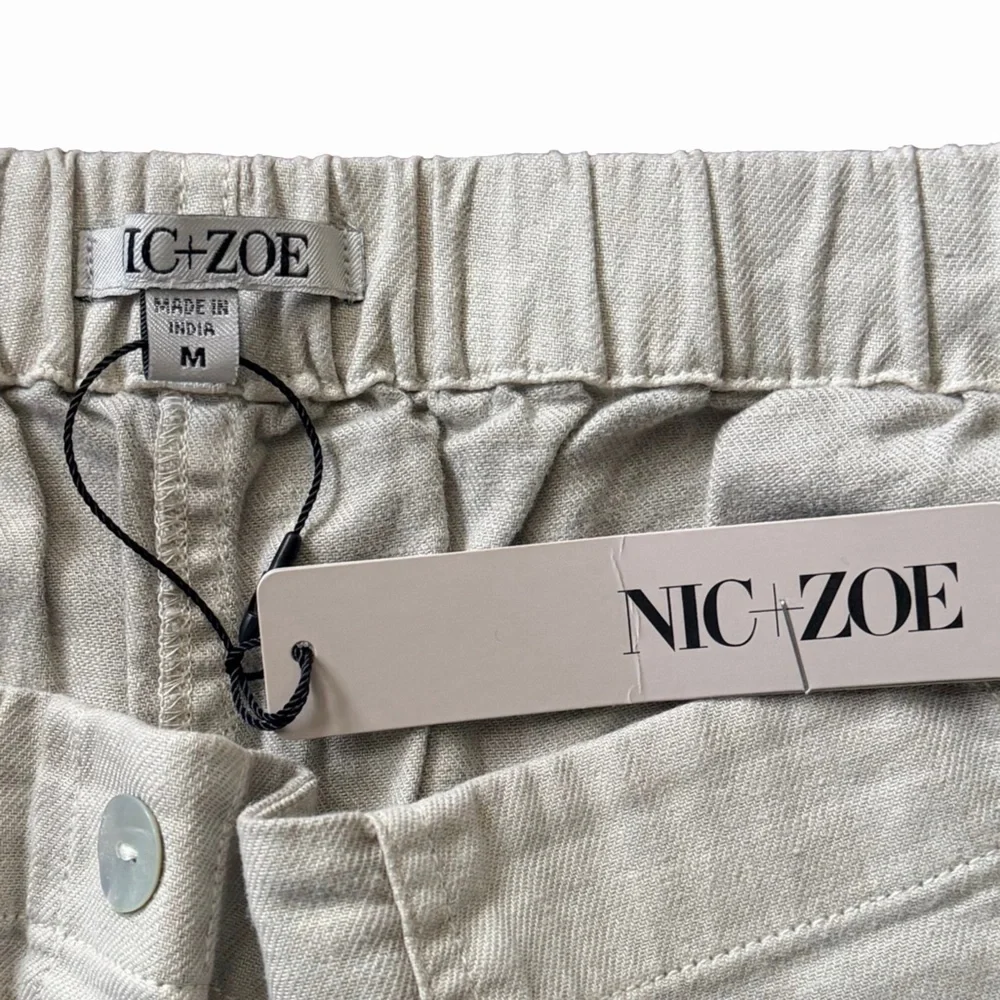 NIC + ZOE Linen Blend Shorts Neutral Beige Pull-On Pockets Casual | Size Medium - Picture 3 of 7